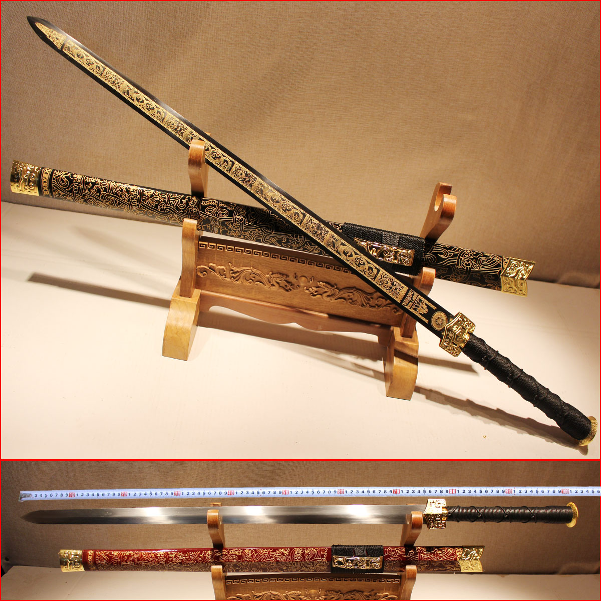 pure manual pattern steel jian zhou longquan sword cane cane self-defense weapon long sword is not edged usually