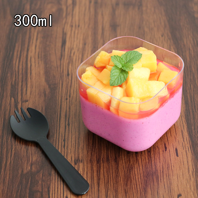 Mousse Cup Pudding Cup Ice Cream Cup Cake Cup Plastic Disposable Cup with Lid Transparent Mousse Desser Cup Square