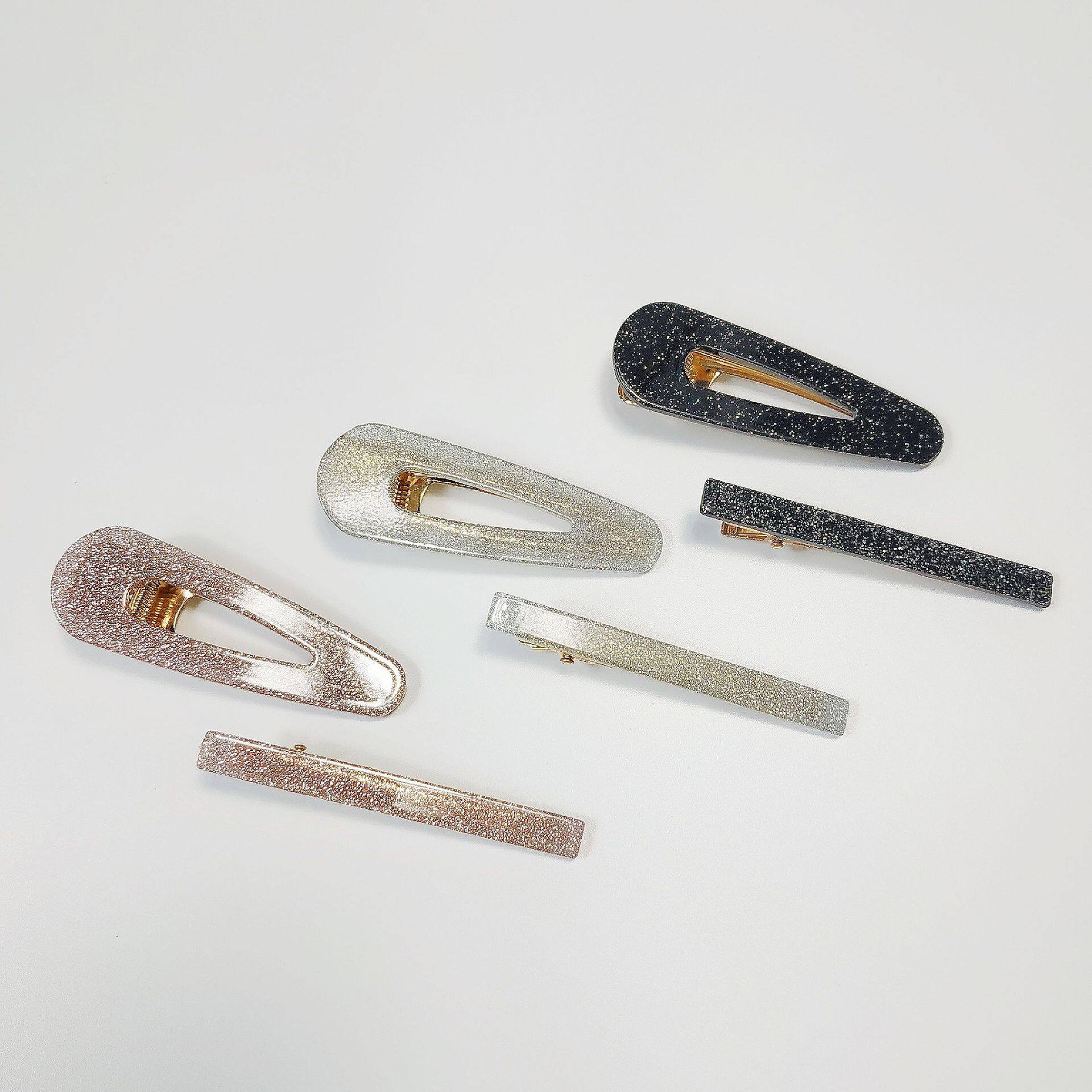 กิ๊บติดผม 少女网红可爱韩国新款韩版ins一字发夹亮片套装时尚简单夹不伤发  