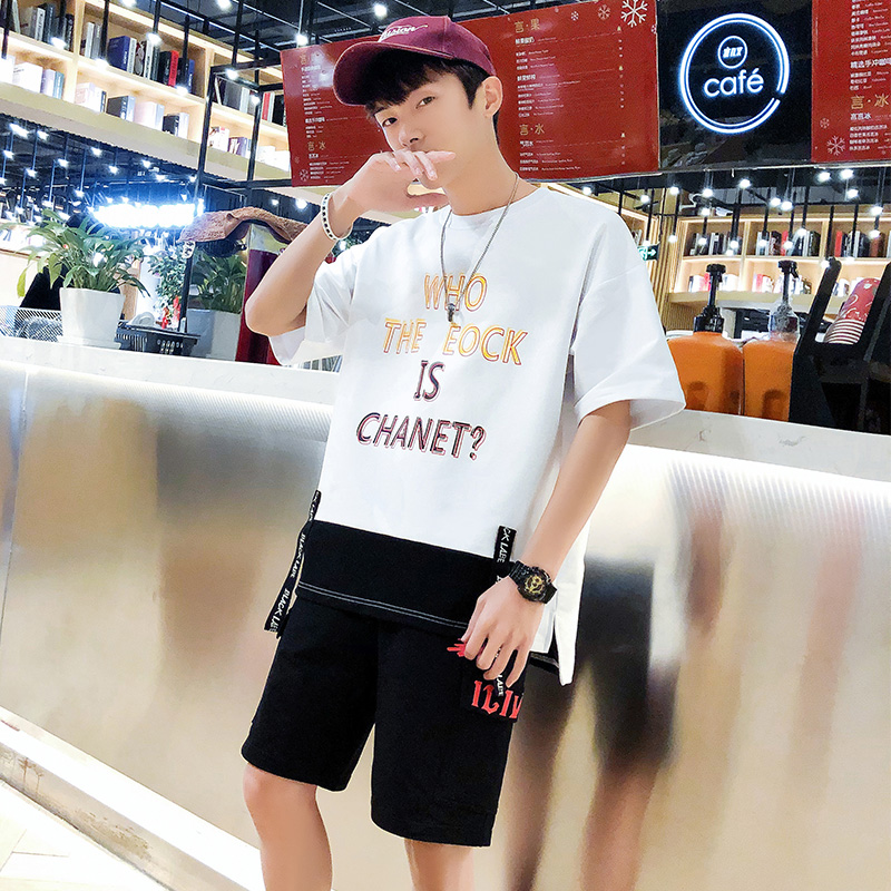 2019 de nouveaux hommes à manches courtes t-shirt marée japonais sports loisirs d'été, printemps-été de la marque tide hommes libres du costume 2019 de nouveaux hommes à manches courtes t-shirt marée japonais sports loisirs d'été, printemps-été de la marque tide hommes libres du costume
