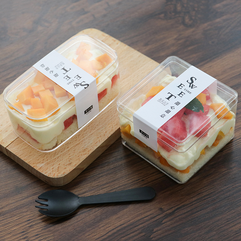 Internet Celebrity Mousse Soymilk Fruit Multi-Layer Western Pastry Cup Full Bowl Packaging Box Cake Transparent Plastic Disposable