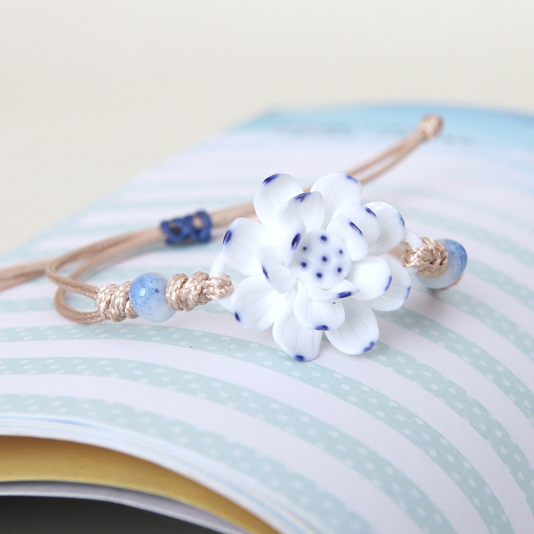 vert morceau de bijoux de jingdezhen céramique de bijoux/bijoux bracelet tressé femmes blanc fleur de lotus bracelet/corde de cadeau vert morceau de bijoux de jingdezhen céramique de bijoux/bijoux bracelet tressé femmes blanc fleur de lotus bracelet/corde de cadeau
