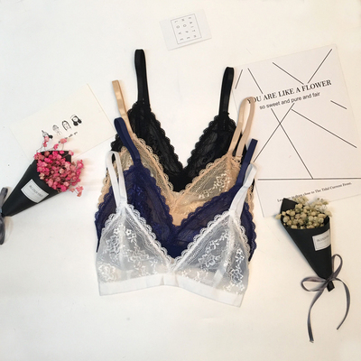 夏季超薄蕾丝性感法式内衣女士无钢圈大码舒适透气三角杯睡眠文胸-淘宝网