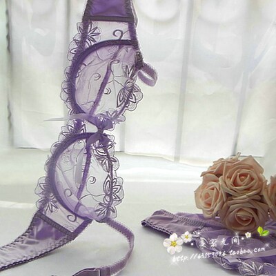 欧美蓝黑白色超薄款性感诱惑无海绵文胸套装刺绣蕾丝网纱女士内衣-淘宝网