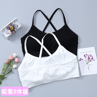 发育期内衣女学生高中少女文胸初中生交叉带小背心防走光抹胸裹胸-淘宝网