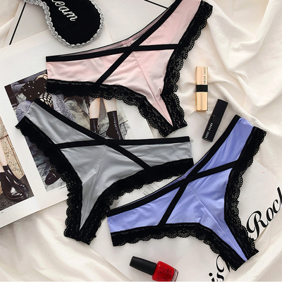六只兔子丁字裤无痕内裤女士低腰蕾丝三角裤头T裤性感学生纯棉档-淘宝网