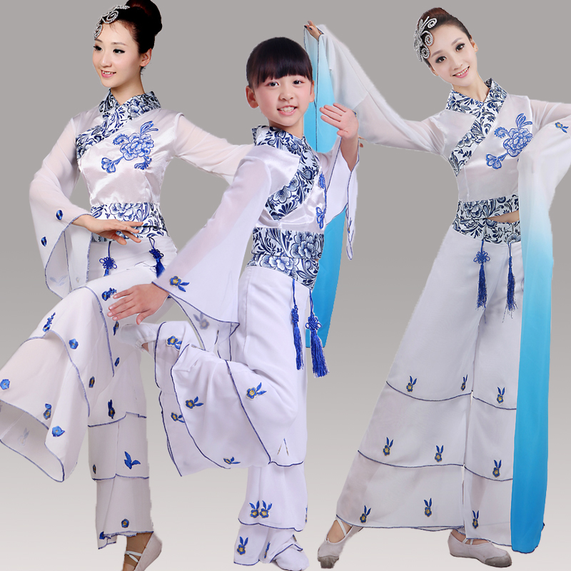 新款特價古典舞服裝青花瓷演出服女民族服裝 古典舞兒童舞蹈服裝