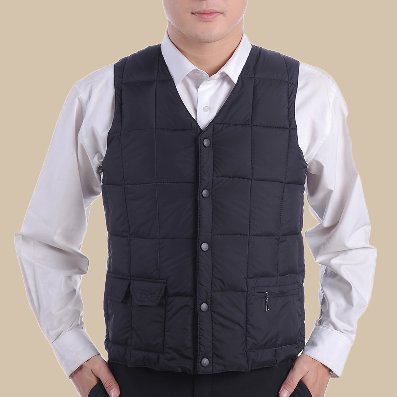 特價中年男裝馬夾中老年人男士保暖羽絨棉馬甲秋鼕裝老人坎肩背心