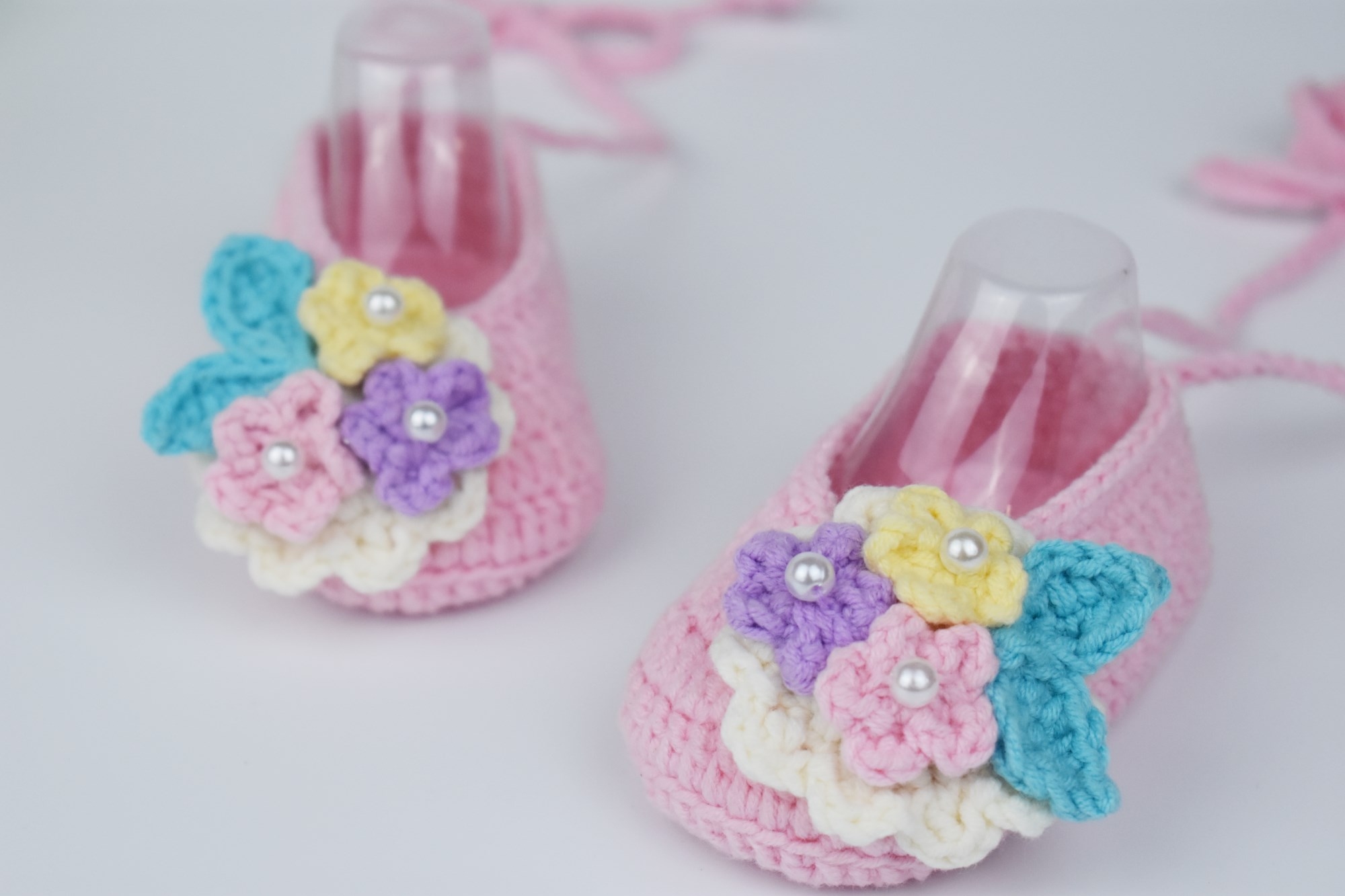 鼕新款嬰兒鞋毛線編織0 1歲女公主花朵鞋寶寶軟底透氣學步鞋