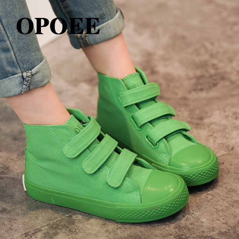 特價OPOEE高幫兒童帆布鞋韓版2017春款新款男童女童鞋糖果色板鞋