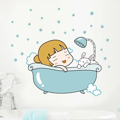 浴室玻璃門兒童臥室卡通貼紙男童女童寶寶房間裝飾遊泳館防水貼畫