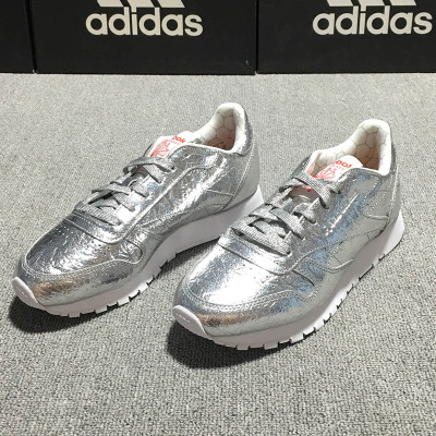 Reebok/锐步 女子 CL LTHR HD 金属银色经典休闲鞋 BS5115原单