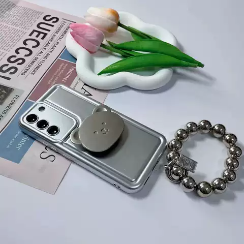 Electroplated Teddy Bear Girls Phone Cases Covers With Beaded Wrist Lanyard Strap Galaxy S23, Galaxy S23 Plus, Galaxy S23 Ultra, Galaxy S22, Galaxy S22 Plus, Galaxy S22 Ultra, Galaxy S21, Galaxy S21 Plus, Galaxy S21 Ultra, Galaxy Note 20, Galaxy Note 20 Ultra,