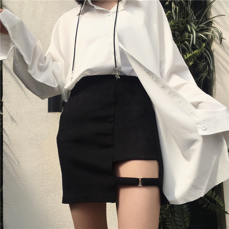 夏裝新款韓國chic復古顯瘦性感高腰鏤空半身裙一步裙鉛筆裙短裙女
