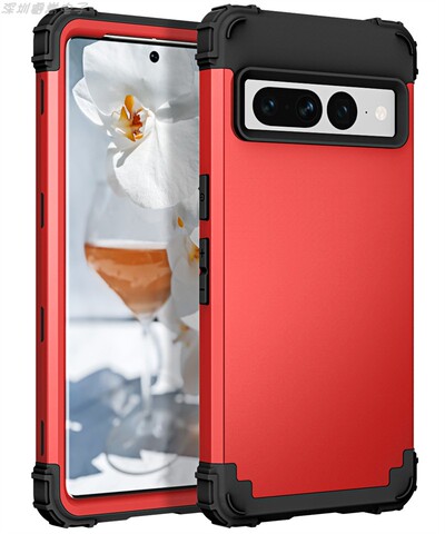 Red — Tough Shockproof Airbag Corner Hybrid Protection 7, 7 Pro Google Pixel Phone Case