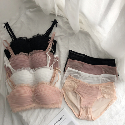 无钢圈少女内衣套装早春新款韩版蕾丝边三角内裤学生聚拢胸罩文胸-淘宝网