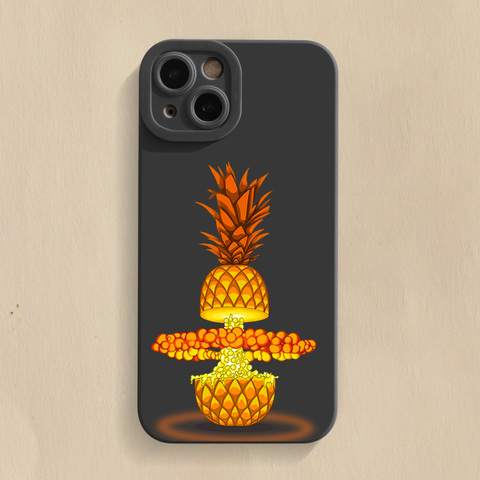 Black — Atomic Pineapple New Illustration 15, 14, 13, 12 iPhone Case