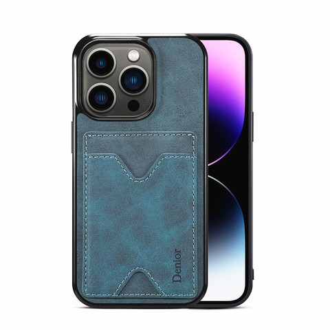 Blue — Creative Kickstand Folding Stand Soft Business Minimal 15, 15 Plus, 15 Pro, 15 Pro Max iPhone Case