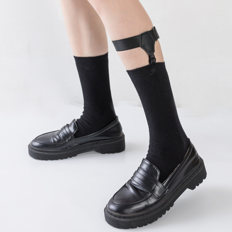 socks women's tube black strap punk Japanese ins tide socks buckle retro jk non-slip leg loop half tube calf socks