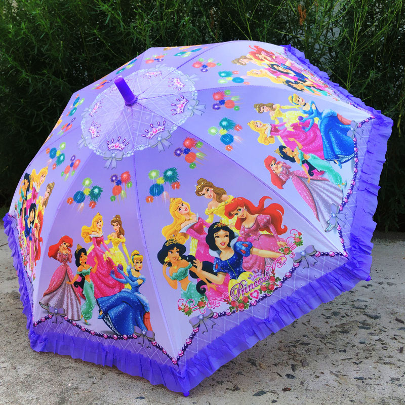 兒童雨傘女童卡通長柄8歲4歲小孩寶寶花邊公主自動傘