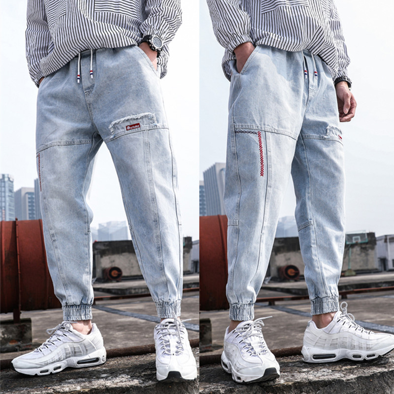 outillage jeans des hommes de printemps version coréenne de la tendance de la loose-loisirs faisceau pied sarouel port de vent pieds neuf points de pantalon outillage jeans des hommes de printemps version coréenne de la tendance de la loose-loisirs faisceau pied sarouel port de vent pieds neuf points de pantalon