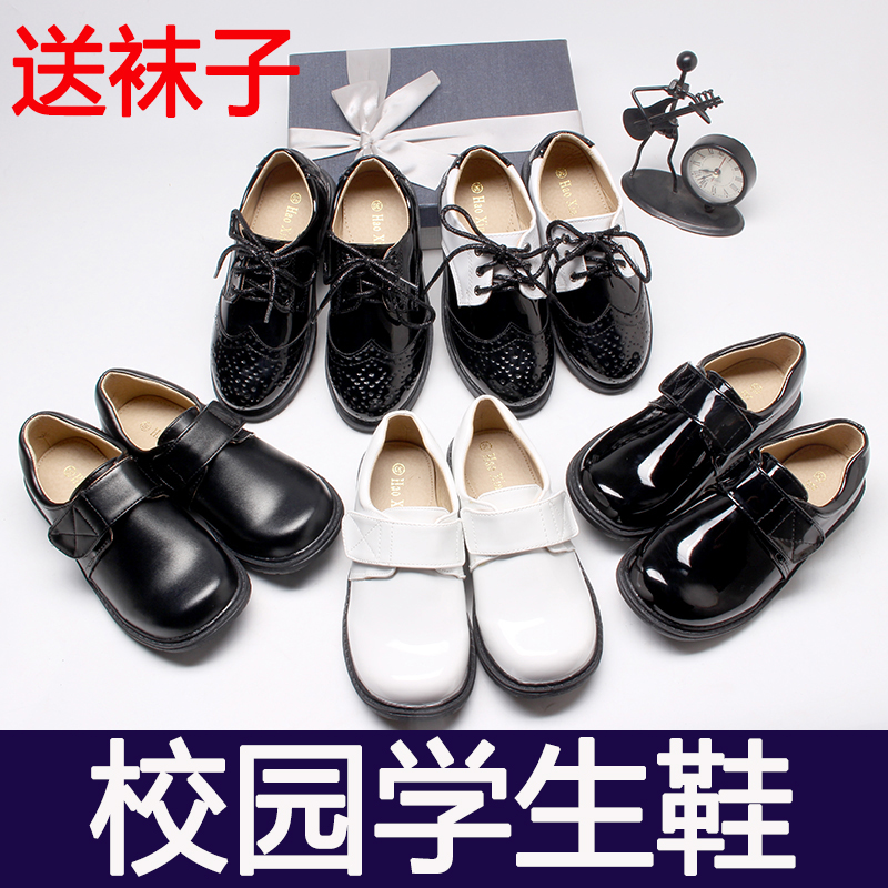 2017春秋新款潮 男童皮鞋漆皮兒童禮服寶寶學生黑白色表演出單鞋