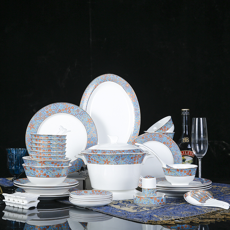 modern nordic style jingdezhen ceramic high-end set of bone china bowl dish & plate tableware suit household combination gifts