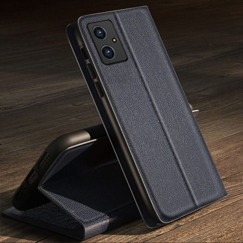 Blue — Wallets Folio Flip Synthetic Leather Card Holder Folding Stand Slim Fit Note 12, Note 12 Pro, Note 12 Pro+ Phone Case