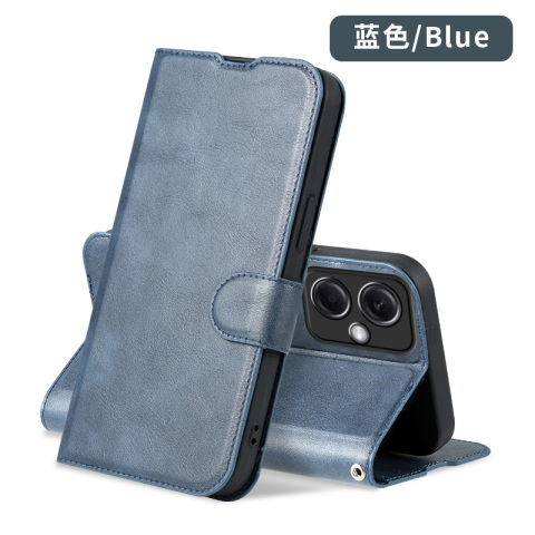 Blue — Wallets Folio Flip Magnetic Synthetic Leather Card Holder Folding Stand Business Style Note 12, Note 12 Pro, Note 12