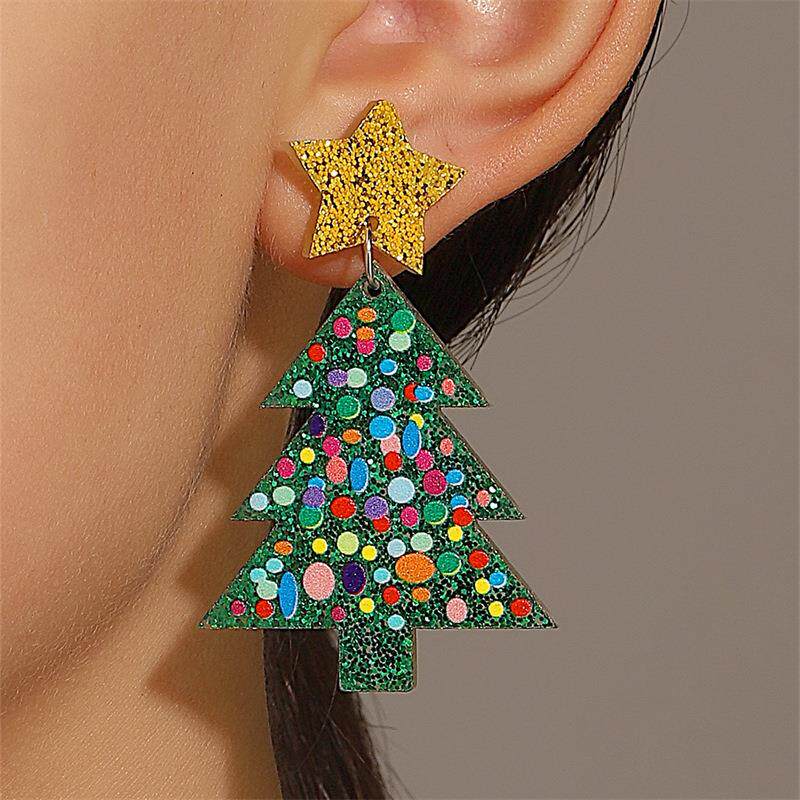 Christmas Tree Dangle Earrings Gingerbread Man Theme Jewellery_voghion.com