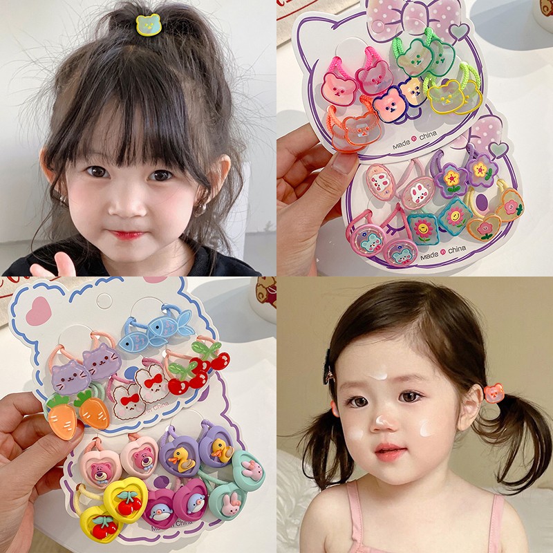 10-Piece Children‘s Cartoon Cute Hair String Girls Baby Hair Elastic Band Does Not Hurt Hair Rope Headwear Hair Ring