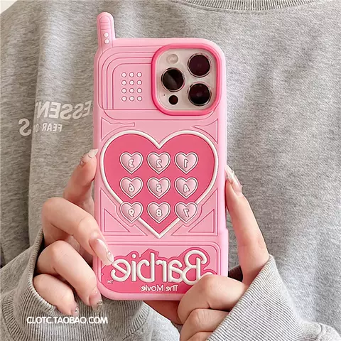 Children's Kids Girls Phone Cases Covers Barbie 3D Silicone TPU Trendy Fashionable  iPhone 14, iPhone 13, iPhone 12
