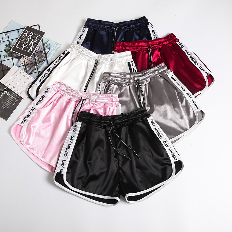 กางเกง 跑步运动短裤女夏2019新款学生宽松高腰阔腿大码胖MM休闲居家睡裤  