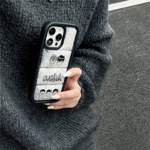 Black — Slam Dunk Air Cushion Puffer Jacket Style Transparent Silicone TPU 15, 14, 13, 12 iPhone Case