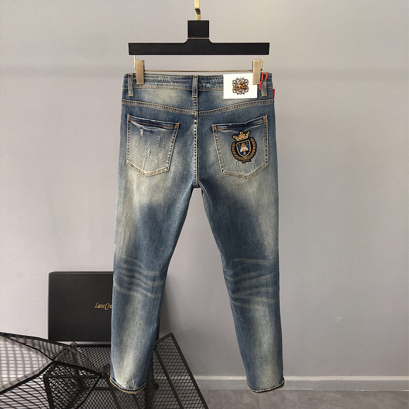 2019 été de nouveau produit jeans pour hommes minces modèles en europe et en amérique la marque tide de l'abeille marée déchiré droite pieds pantalons hommes 2019 été de nouveau produit jeans pour hommes minces modèles en europe et en amérique la marque tide de l'abeille marée déchiré droite pieds pantalons hommes