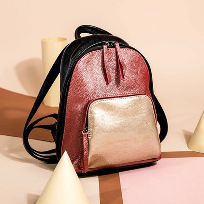sac à dos femme 2018 nouveau cuir épissage contraste de couleur à la main vintage première couche de cuir de vachette sac à dos de voyage campus sac d'école sac à dos femme 2018 nouveau cuir épissage contraste de couleur à la main vintage première couche de cuir de vachette sac à dos de voyage campus sac d'école