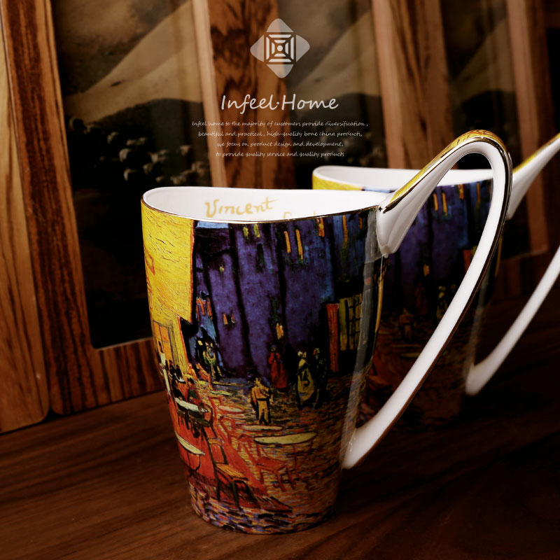 van gogh vintage water cup couple mug large capacity creative coffee cup female hand painted european style art gift huaizi