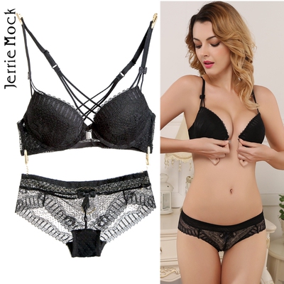 JERRIE MOCK性感聚拢前扣美背文胸交叉细带漏背小胸深V薄款女内衣-淘宝网