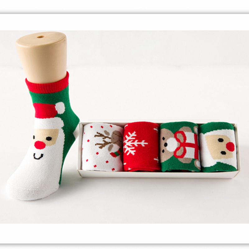 聖誕襪 兒童襪子純棉1-3-5-7-9歲秋鼕加厚毛巾襪男童女童加絨棉襪