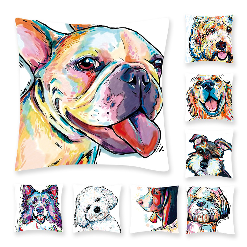 Creative New Abstract Animal Throw Pillow Personalized Trendy Dog Digital Printing Sofa Sleeping Cushion Customized