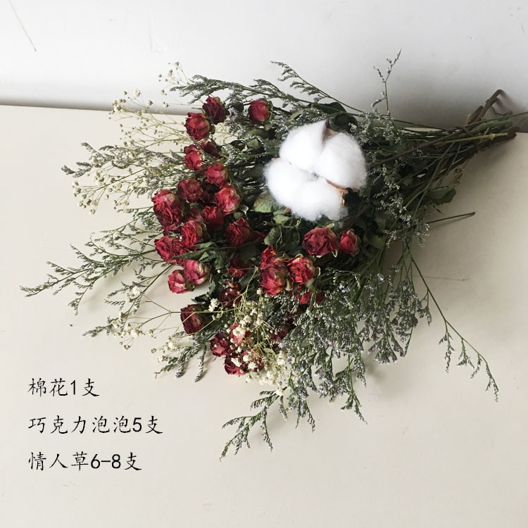 dried flowers, pine, cotton, eucalyptus, leaves, dried flowers, nordic style, ins, small fresh home decoration, wall hanging bouquet