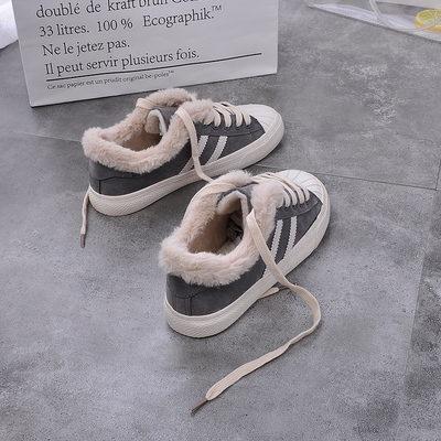标题优化:2018新款冬季棉鞋女百搭板鞋韩版学生加绒保暖二棉鞋子毛毛帆布鞋
