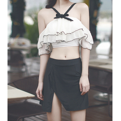 成人礼庆典－W小调bikini保守小胸遮肚显瘦裙式比基尼游泳衣女士