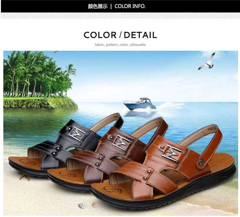 hommes sandales de l'été hommes sandales en cuir véritable occasionnels non-slip sandales hommes la tête de la couche de peau de vache de chaussons hommes sandales de l'été hommes sandales en cuir véritable occasionnels non-slip sandales hommes la tête de la couche de peau de vache de chaussons