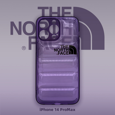 Purple — New The North Face The North Face Puffer Style Airbag Transparent Clear Silicone TPU 14, 13, 12 iPhone Case