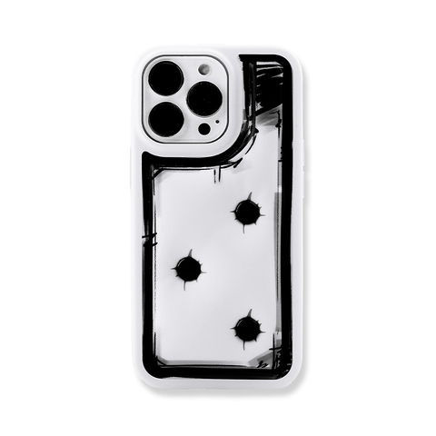 White — New 3D Graffiti Black Button Puffy Puffer Down Jacket Shock Absorbing 14, 13, 12 iPhone Case