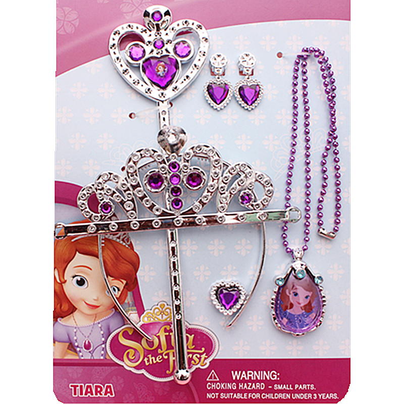 小公主蘇菲亞玩具飾品5件套裝皇冠魔法棒項鏈耳環戒指女童發飾品