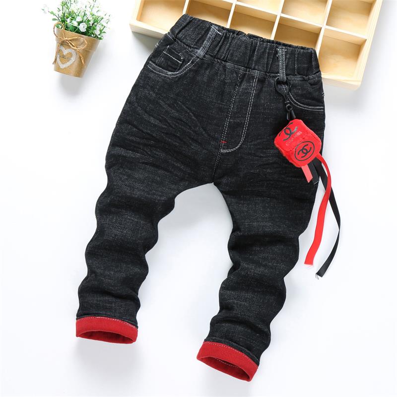 女童牛仔褲秋鼕款韓版直筒加厚加絨 0-1-2-3-4歲寶寶褲子兒童棉褲