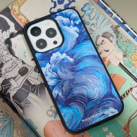 Blue — Artsy Wave Illustration New Magsafe 15, 14, 13, 12, 11 iPhone Case