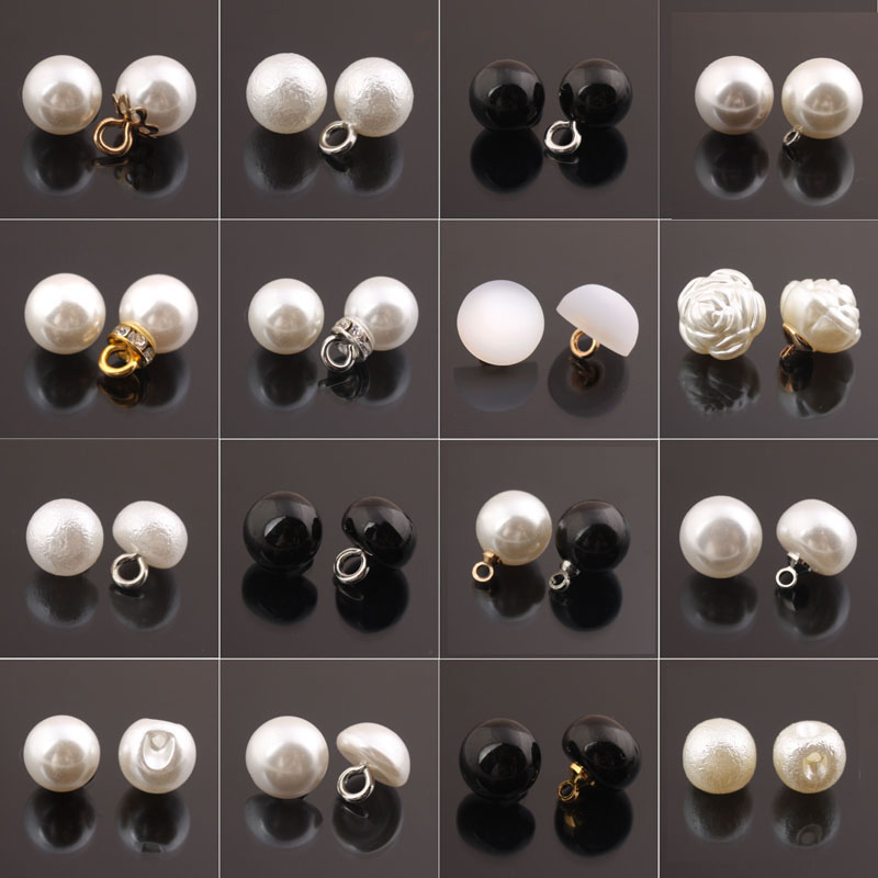 Pearl Shirt Button Black White Women's Dress Clothes Cardigan Sweater Decoration round Small Button Big Button